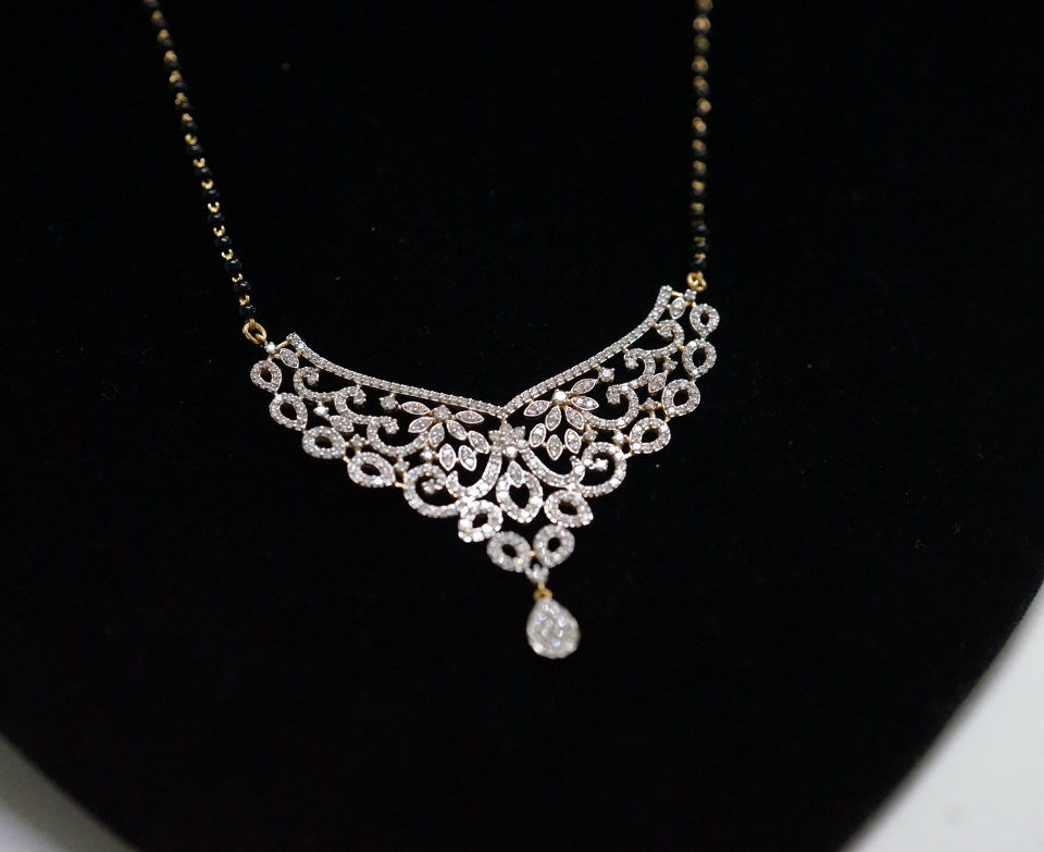 Zaimond Round Brilliant Cut Lab Grown Diamond Mangal Sutra with Chain