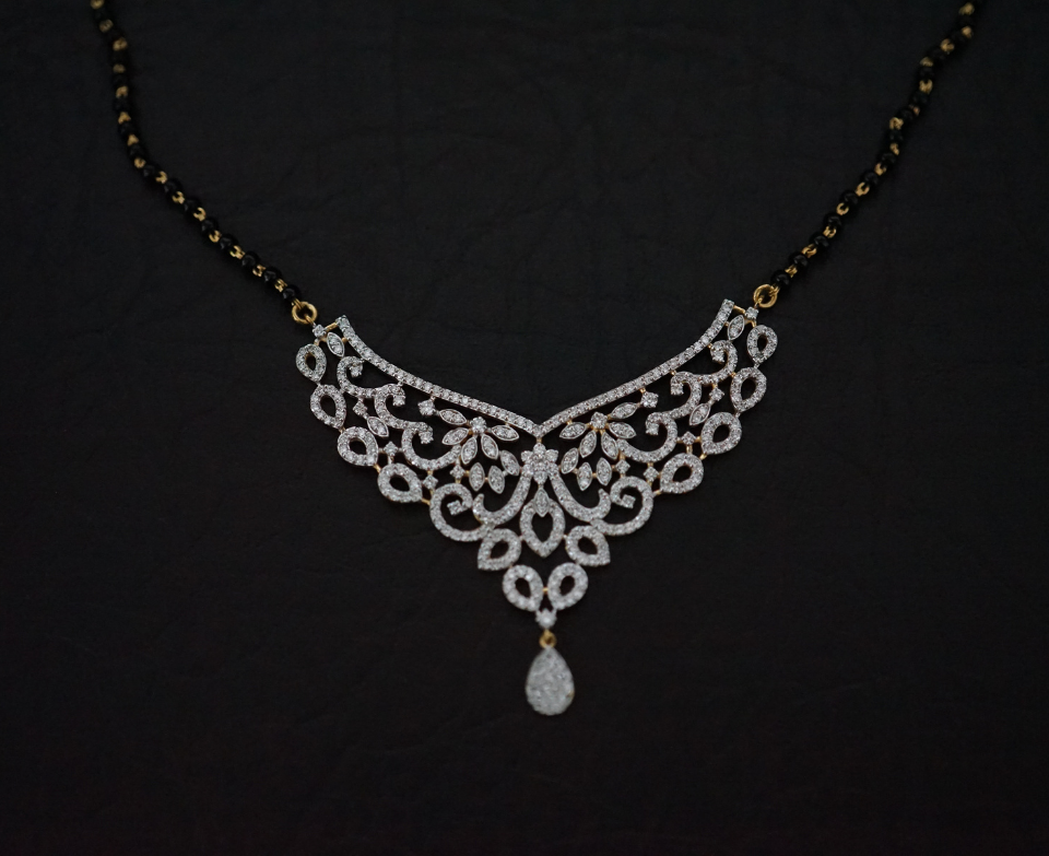 Zaimond Round Brilliant Cut Lab Grown Diamond Mangal Sutra with Chain