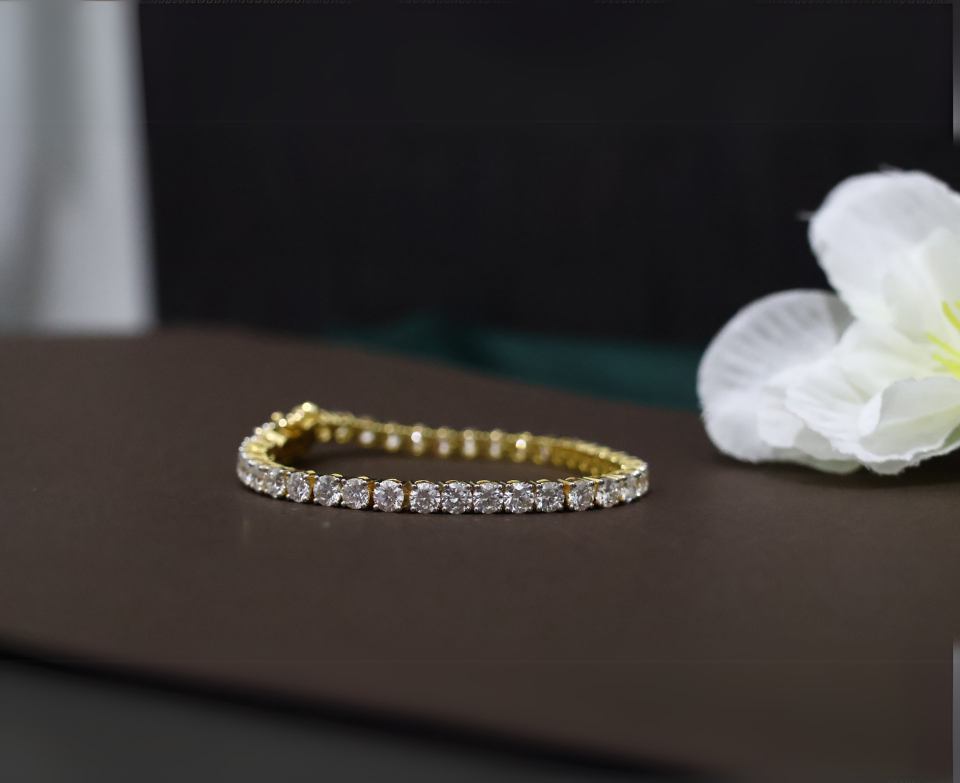 Zaimond 15 Cent Each Round Cut Lab Grown Diamond Tennis Bracelet