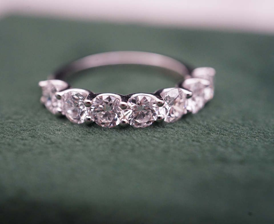 Zaimond 4.4 MM Round Brilliant Shape Lab Grown Diamond Half Eternity Wedding Band