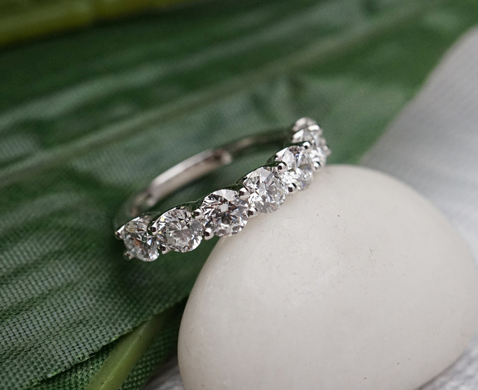 Zaimond 4.4 MM Round Brilliant Shape Lab Grown Diamond Half Eternity Wedding Band