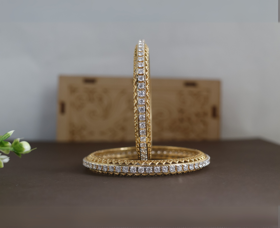 Zaimond 15 Cent Round Cut Lab Grown Diamonds Bangles