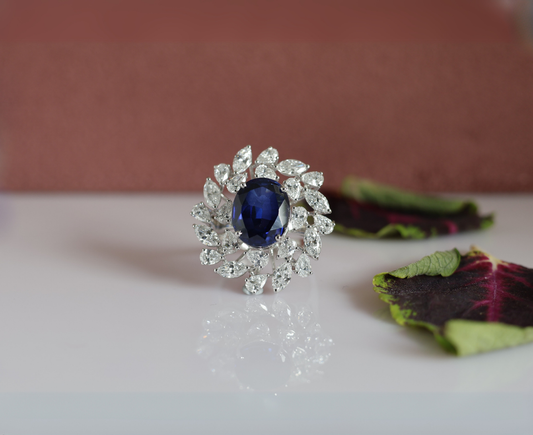 Zaimond  Beautiful Lab Created Pear and Marquise Shaped Floral Diamond Ring