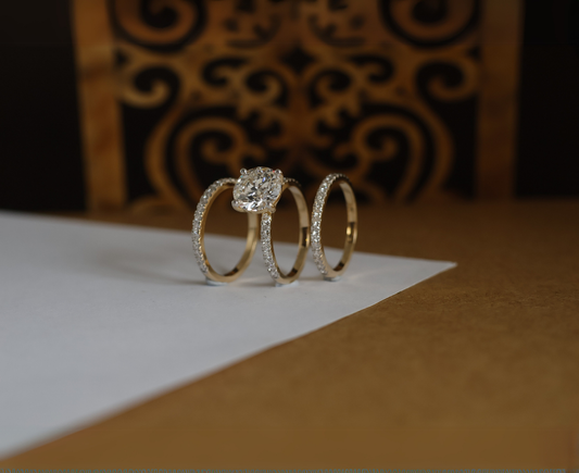 Zaimond Our Lab Created Engagement Ring with Eternity Two Band In 18k Yellow Gold