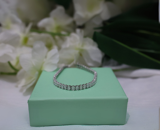 Zaimond 15 Cent Each Oval Diamond Bracelet in 18k White Gold