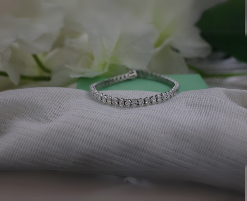 Zaimond 15 Cent Each Oval Diamond Bracelet in 18k White Gold