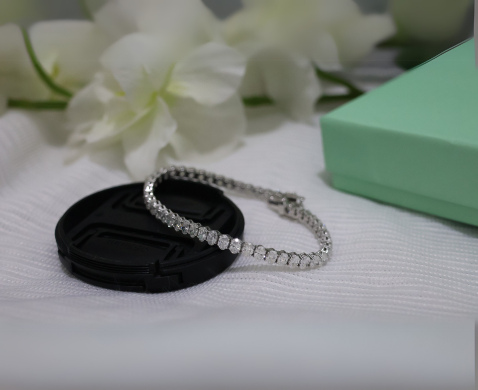 Zaimond 15 Cent Each Oval Diamond Bracelet in 18k White Gold