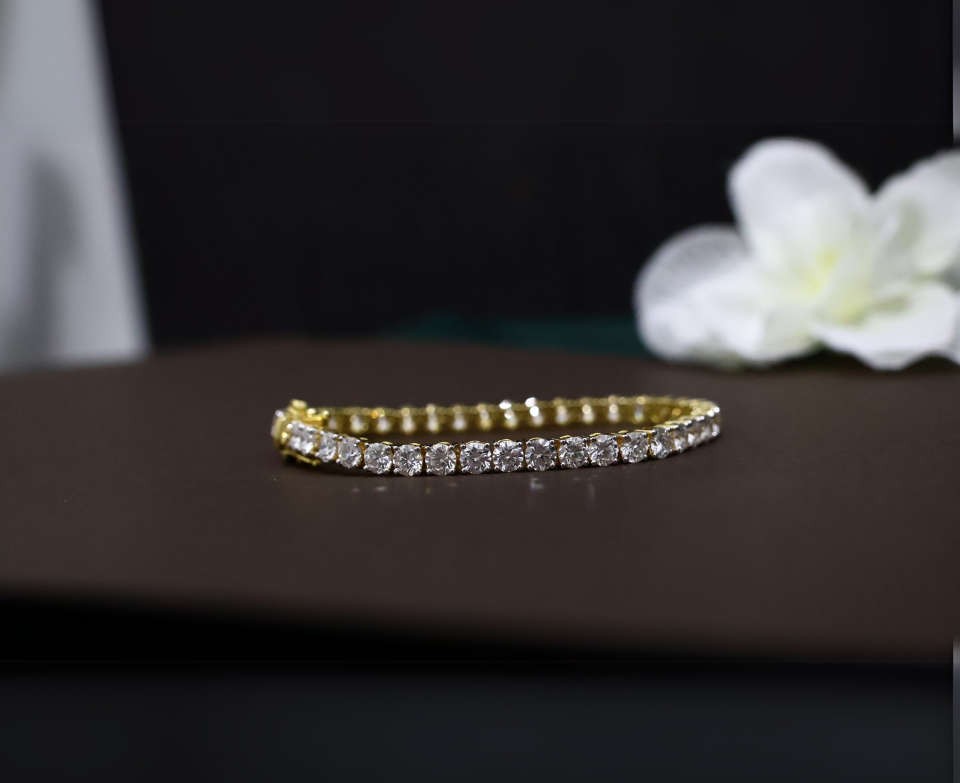 Zaimond 15 Cent Each Round Cut Lab Grown Diamond Tennis Bracelet