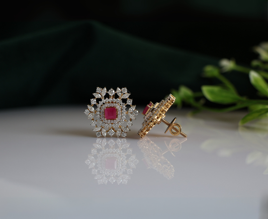 Zaimond  Lab-Created Changeable Ruby Earrings in 18k Yellow Gold