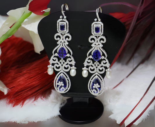 Zaimond Pear and Baguette Shape Lab Grown Diamond Long Drop Earrings