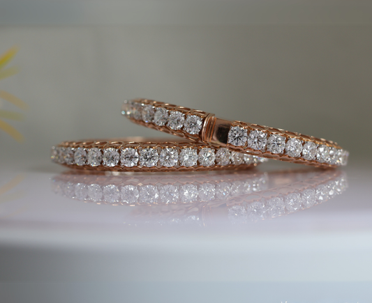 Zaimond 70 Pointer Each Diamond Bangles Openable Gold Diamond Bangle