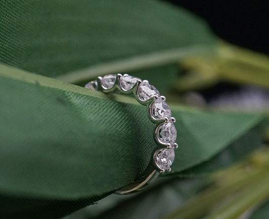 Zaimond 4.4 MM Round Brilliant Shape Lab Grown Diamond Half Eternity Wedding Band