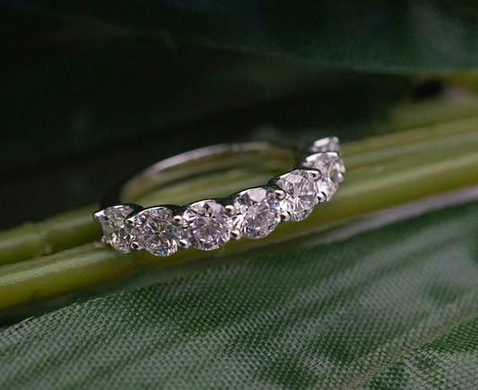 Zaimond 4.4 MM Round Brilliant Shape Lab Grown Diamond Half Eternity Wedding Band